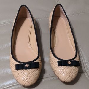 Tory Burch Marion Quilted Flats 7M Light Oak